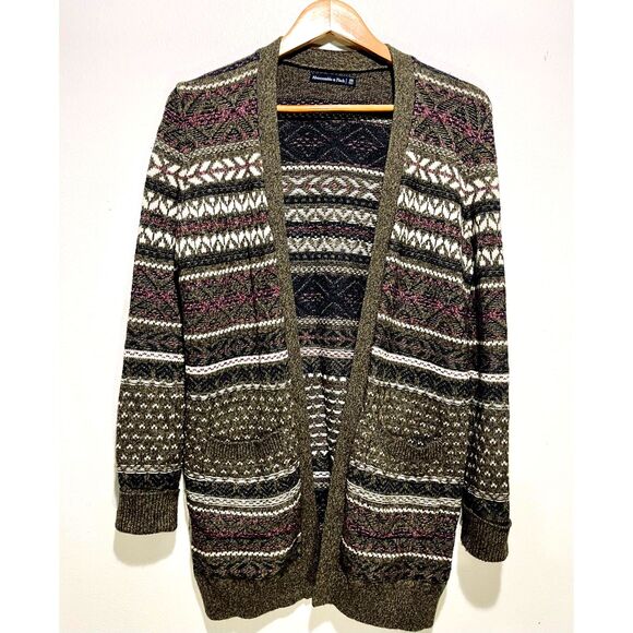 Abercrombie & Fitch sweater long cardigan fair northern isles pockets women's XS - Picture 1 of 5